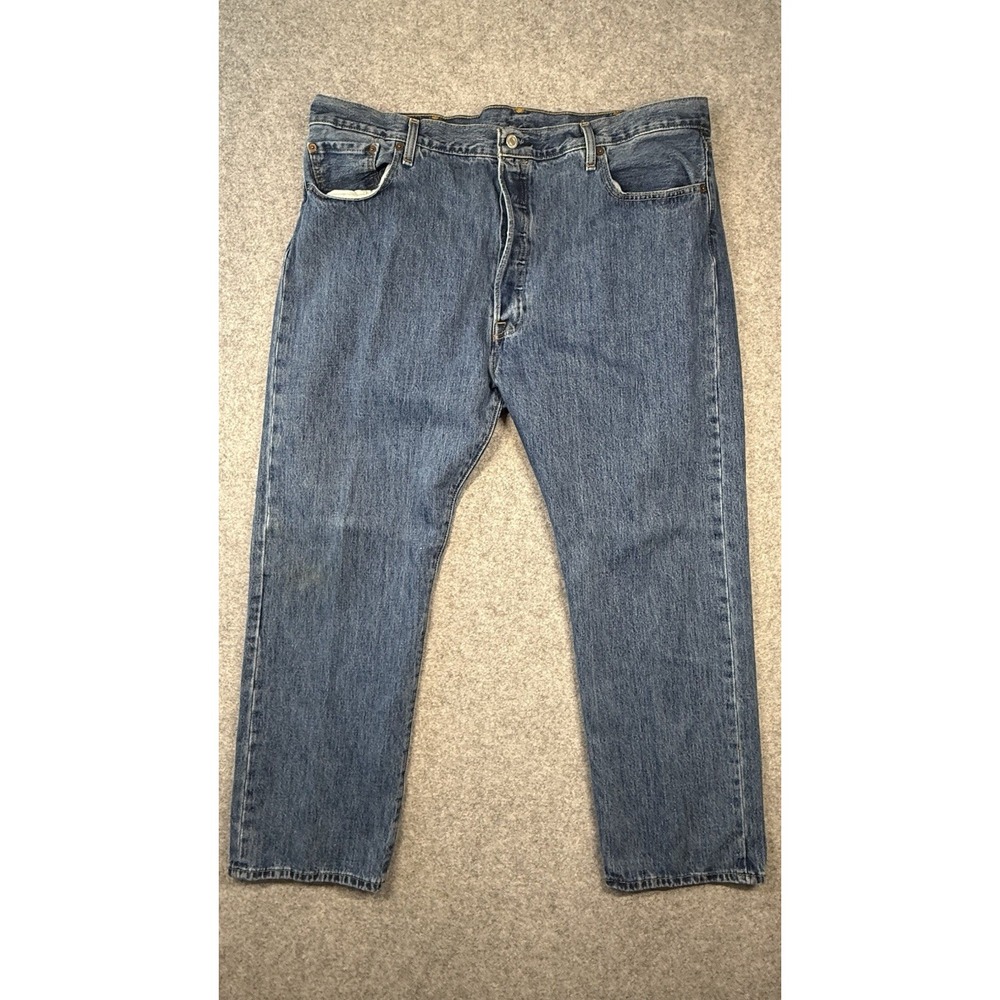 Levis 501 Original Fit Mens Jeans 42x30 Medium Wash Blu Denim Button Fly W42 L30